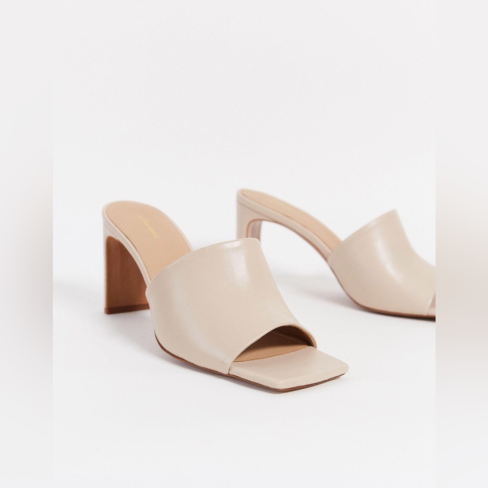 & Other Stories Light Beige Square Toe Mule Heels Size 38